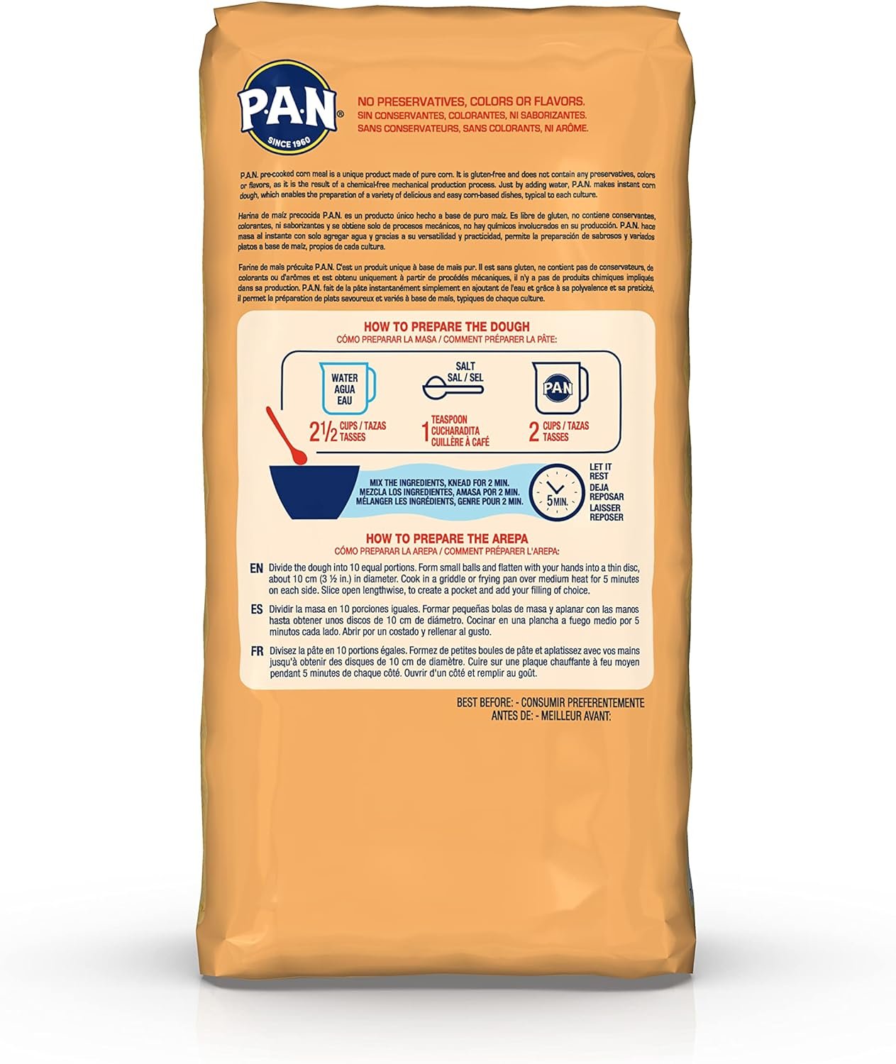 Arepa flour 1 kg PAN (precooked Yellow corn flour) - Image 3